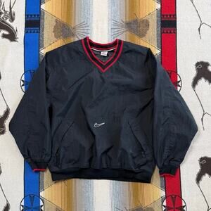 Vintage 90s Men’s Nike Pullover Windbreaker Size XL Black Red Center Swoosh